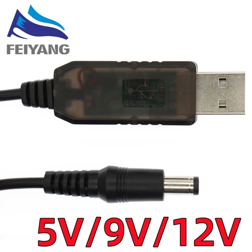 USB 전원 부스트 라인 DC 5V-DV 9V / 12V 스텝 업 모듈, 1M USB 컨버터 어댑터 케이블, 아두이노 와이파이용 2.1x5.5mm 플러그 