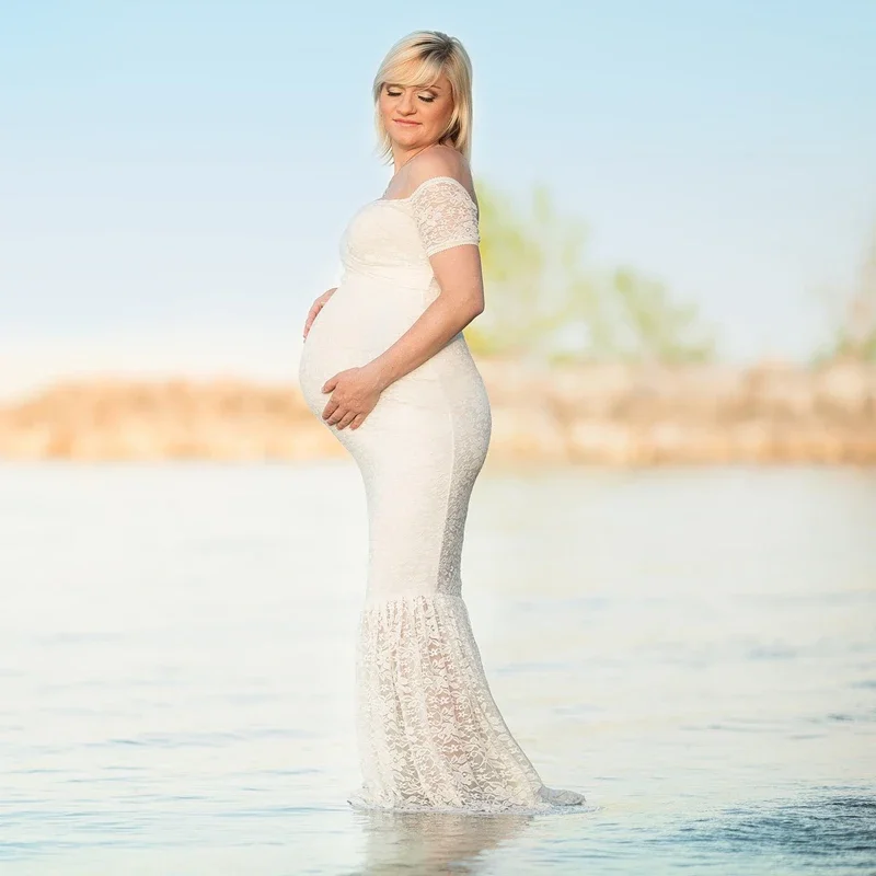 Maternity\'s Mermaid Maternity Dresses Photography Props Sexy Lace Maxi Gown For Photo Shoots Women Pregnancy Dress Clothes