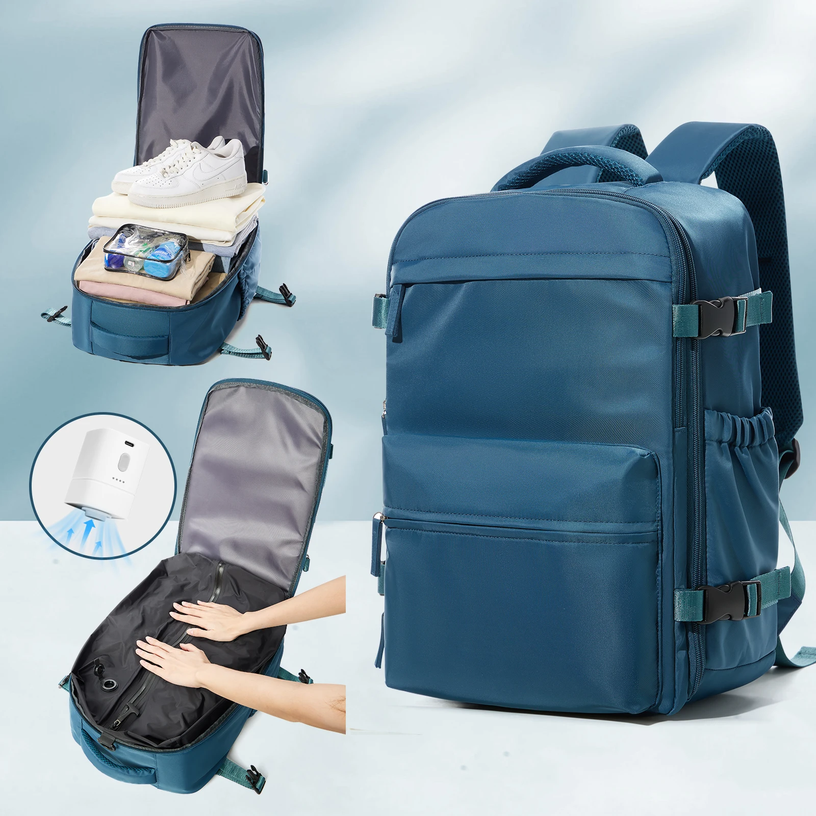Vacuum Backpack Travel Bag for Men Large Capacity Backpack Business Laptop Backpack Women Men Expandable Backpack School Bag image 3
