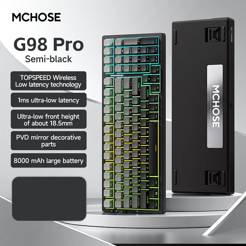 MCHOSE G98 Pro Wireless Mechanical Keyboard 1ms ultra-low latency, hot-swappable switch body, 8000mAh, RGB, ergonomic design