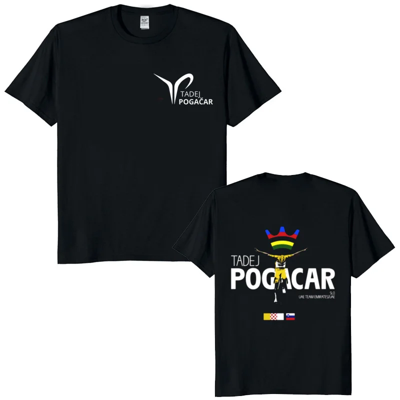 Pogacar Cycling T-Shirt Tour De France Champion Graphic Tee American Retro Style Short Sleeve Shirt Summer Casual Sports Tops