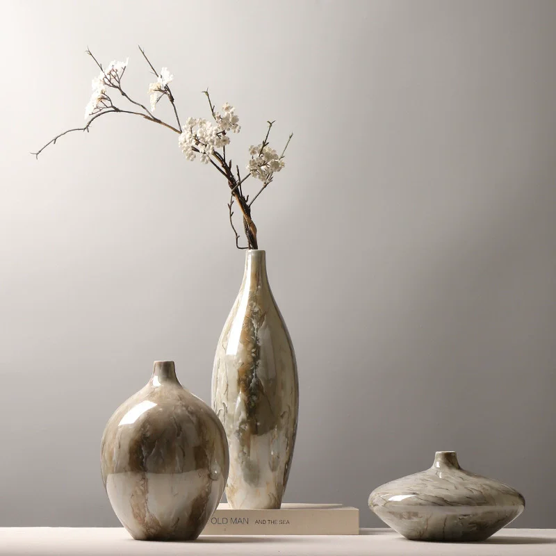 

Керамическая ваза с имитацией мраморного узора, современная, в стиле лёгкой роскоши, для гидропоники, с узким горлышком, в стиле ваби-саби, средневековая