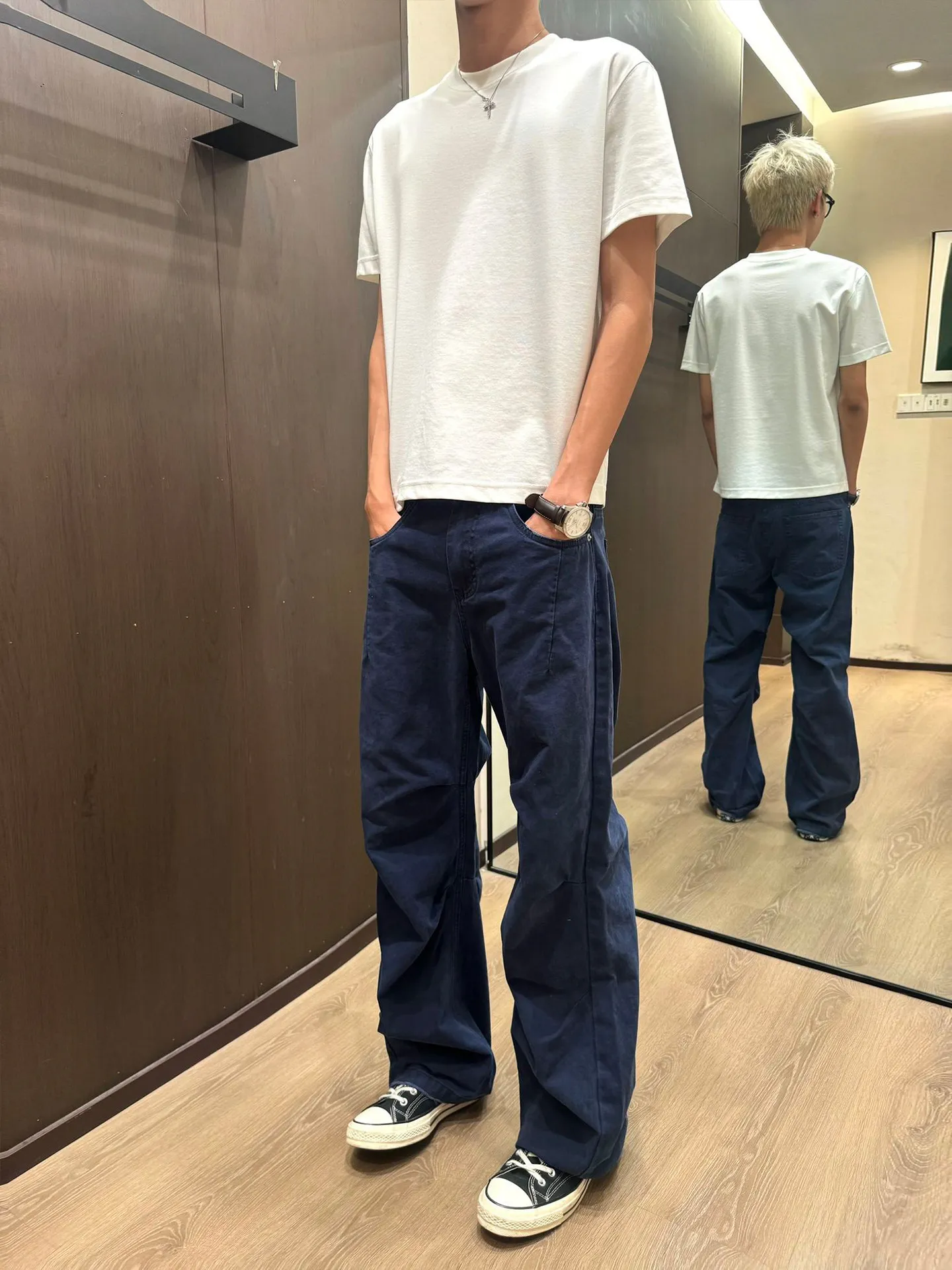 Cleanfit Men's Folded Workwear Pants Summer Thin American High Street Loose Straight Leg Jeans Casual Wear Resistant