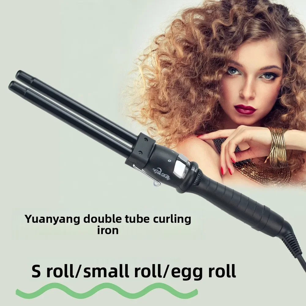 Best Seller Double Tube Mandarin Duck Curling Iron Makeup Disc Hair Perm Tool Wool Roll Egg Roll Head Electric Roll Rod