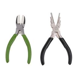 Green Flat Nose Pliers Black 6 In 1 Round Nose Pliers For Wire Wrapping Jewelry Making Loop Making Durable Diagonal Pliers