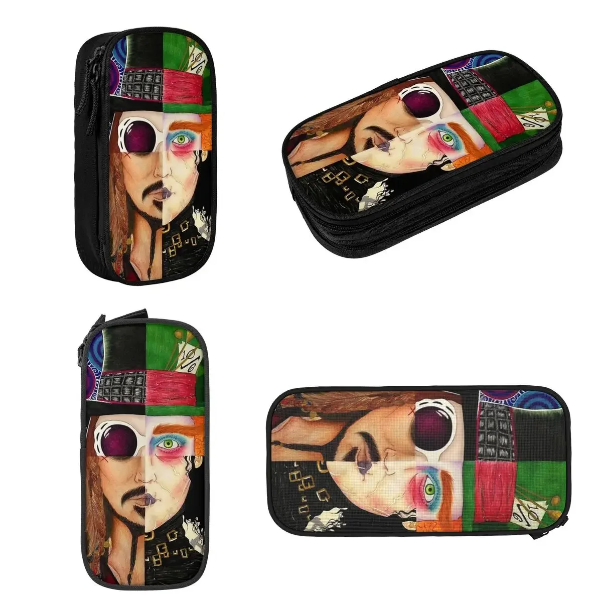 Johnny Depp Character Collage Pencil Cases Large Storage Pen Bags Pen Box Pencil Pouch For Boys Girls Stationery School Office