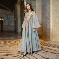 Muslim evening dress Arab Dubai Saudi wedding dress mesh embroidery sequined robe Middle East women's dress 4