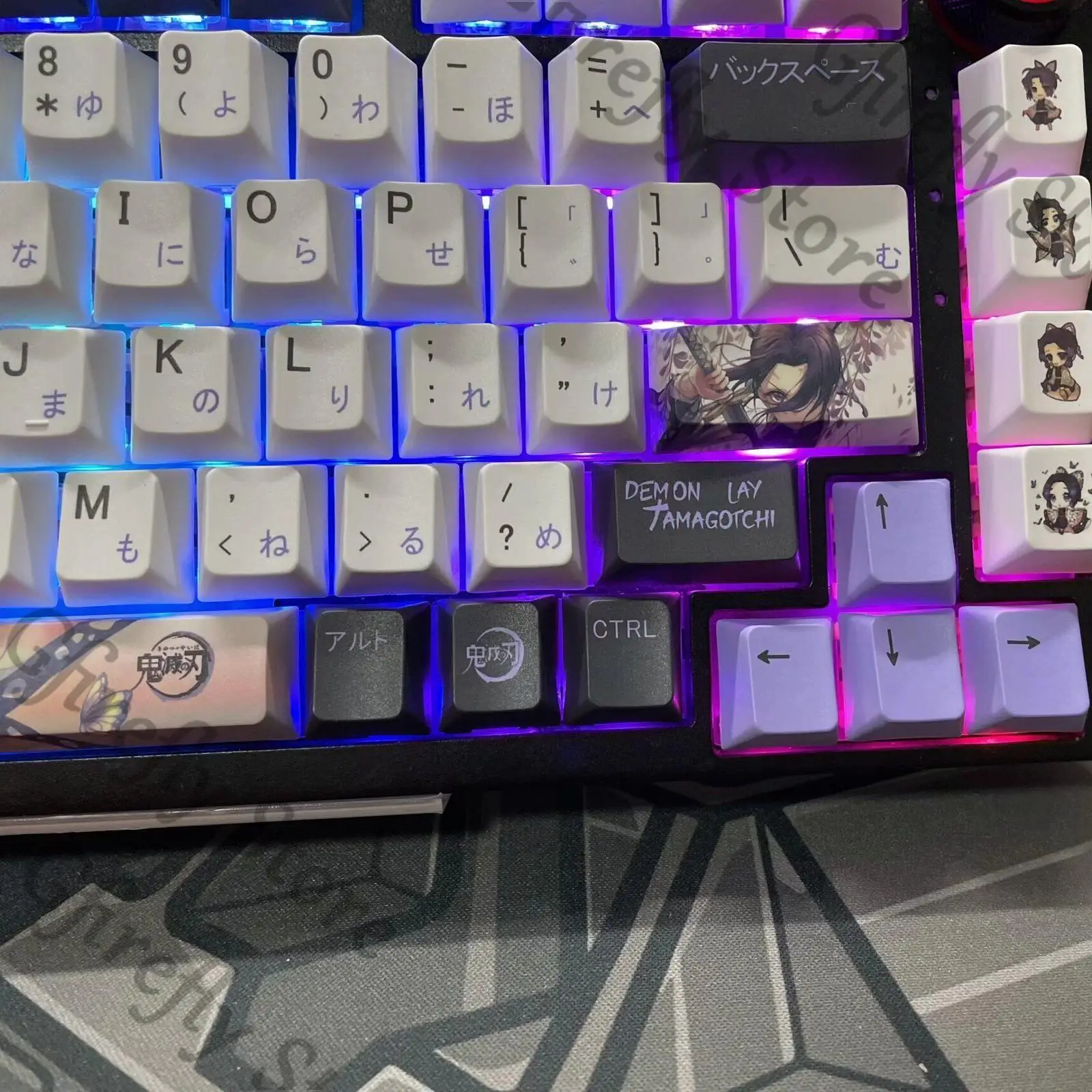 Demon Slayer Cosplay Anime Mechanical Keyboard Keycap Kochou Shinobu Computer Three-dimensional Craft Boys Gifts Mascot