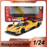 New In Stock Burago 1:24 24h Lemans Ferrari 499p #83 Alloy Miniature Ferrari 2024 Wec Qatar Racing Car Diecast Model Toys Gift