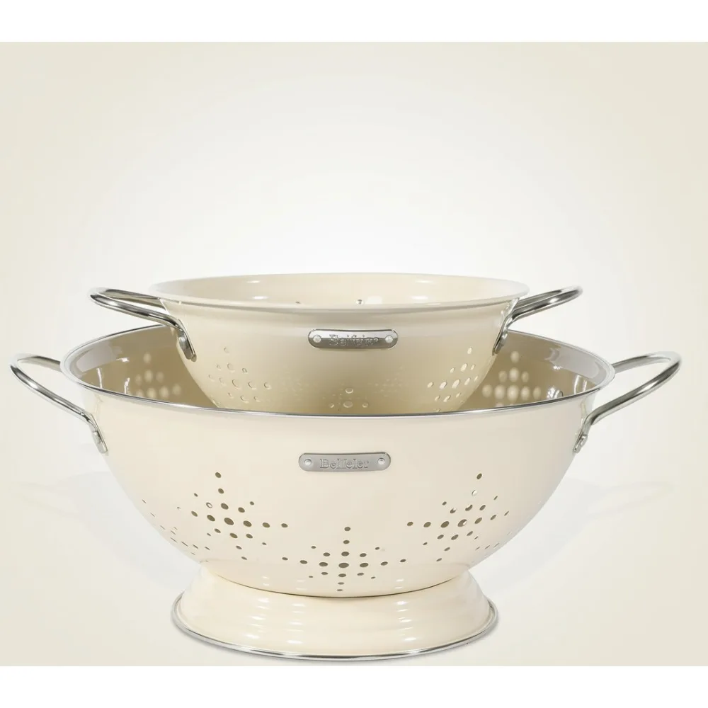 

Набор из 2 металлических дуршлаг с ручками, прочное сито для макарон, овощей, фруктов, кухонная корзина для сушки