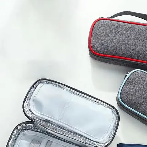 

Diabetic Insulin Cooling Handbag Protector Refrigerated Bring 2 Ice Pack High Capacity Medical Cooler Organizer Travel Case