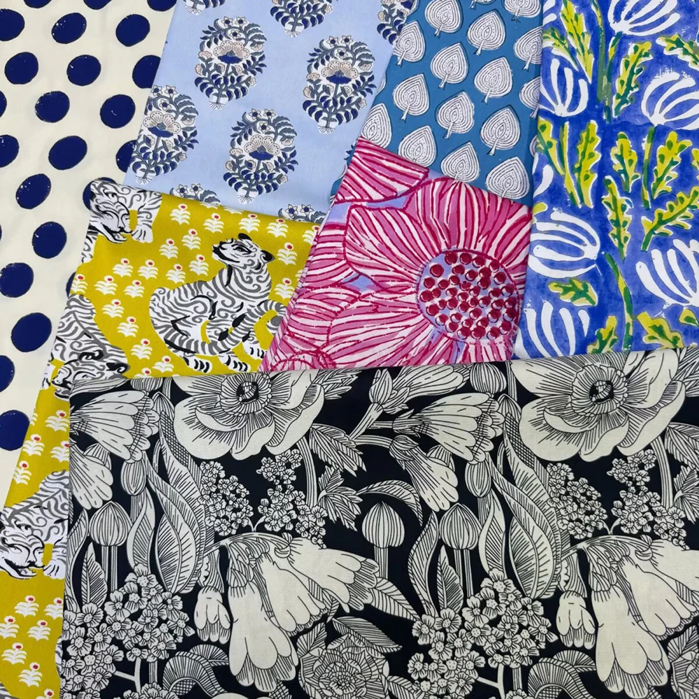 Chainho,Digital Print Plain Weave Poplin Cotton Fabric,High Density,DIY Quilting Sewing Material,Patchwork Cloth,4 Sizes,26PC48
