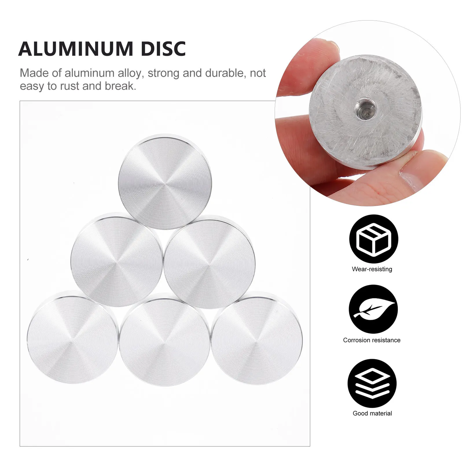 6Pcs 30Mm Silver Aluminum Discs Glass Table Tops Adapter Thick Round Aluminum Circle Disc Corrosion Resistant Rust Free for Home