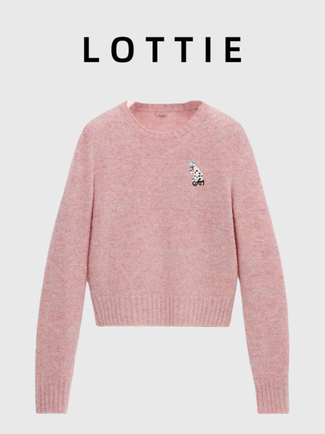 

Lottie Cusized Early Spring Sweet Cartoon Embroidery round Ne Long Sve Women's Knitted Woolen Sweater Comfortable Fit
