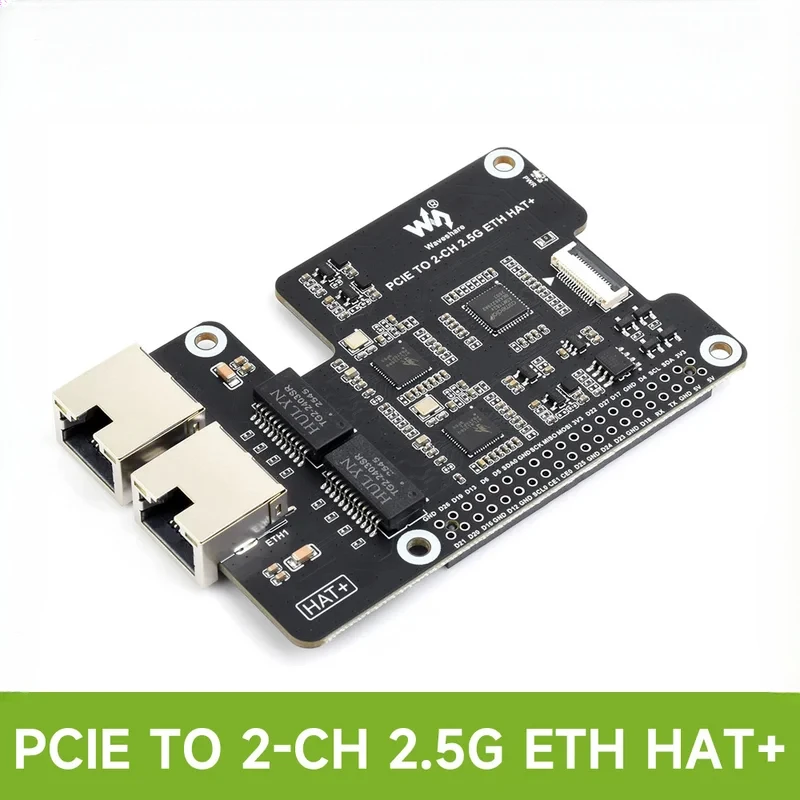 PCIe TO 2-2.5G ETH Adapter Raspberry Pi 5, Supports Raspberry Pi OS / Ubuntu / OpenWrt, Dual RTL8125