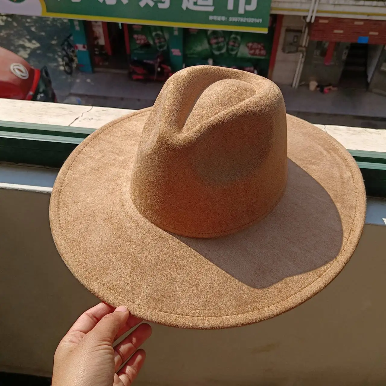 Suede hat Rose Red Large Edge Droplet Top 9.5cm Hemline Fashion Hat Unisex Suede Jazz Hat  sombrero mujer  모자