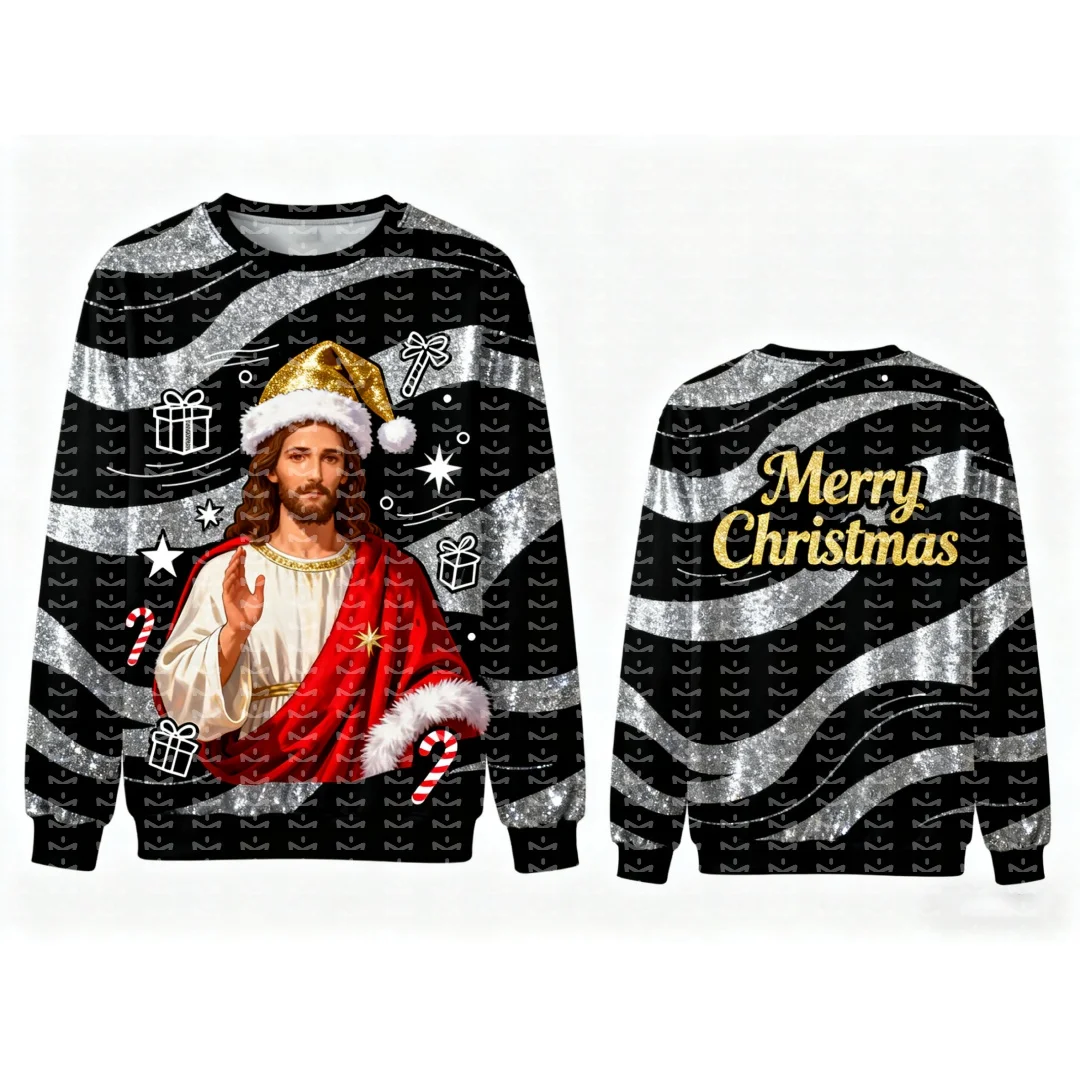 عيد الميلاد يسوع الجرافيك بلوزات ثلاثية الأبعاد طباعة الخريف الترفيه بلوزات Y2K الأطفال هوديس الرجال والنساء بلوزات #1