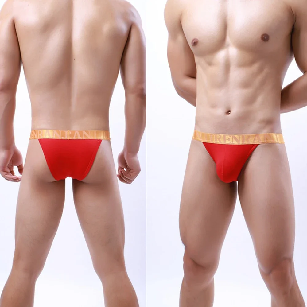 Men Thongs Underwear Bikini Brief G-String Underpant Short Cotton Underwear Gay Panties Penis Breathable Penis Big Pouch Knicker