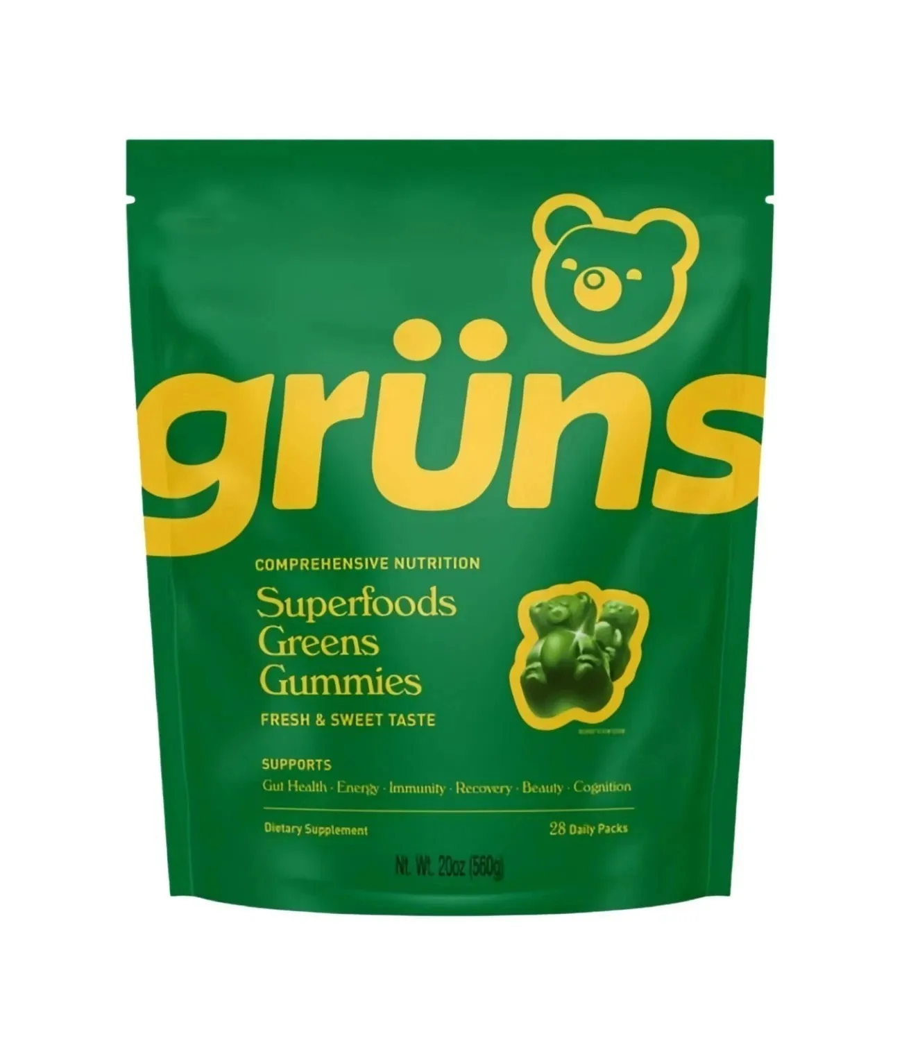 Adults Super Greens Gummies, Multivitamin Superfood Gummy Bears