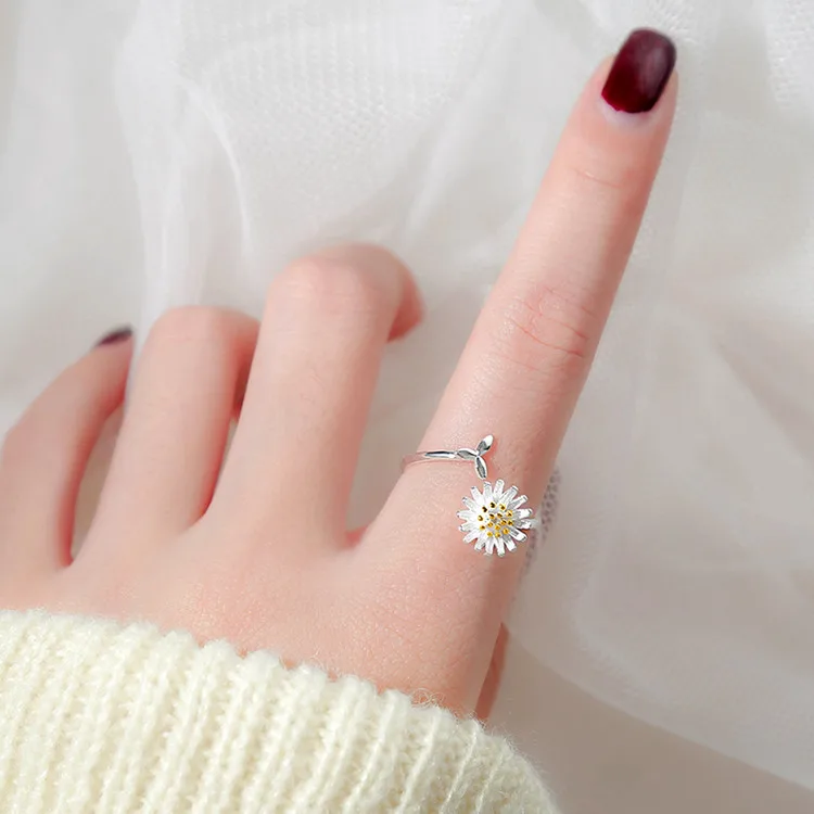 Luxury Brand Quality Boho Daisy Flower Rings for Women Wedding Jewelry Trend Party Gifts Anillos Accessories Wholesale