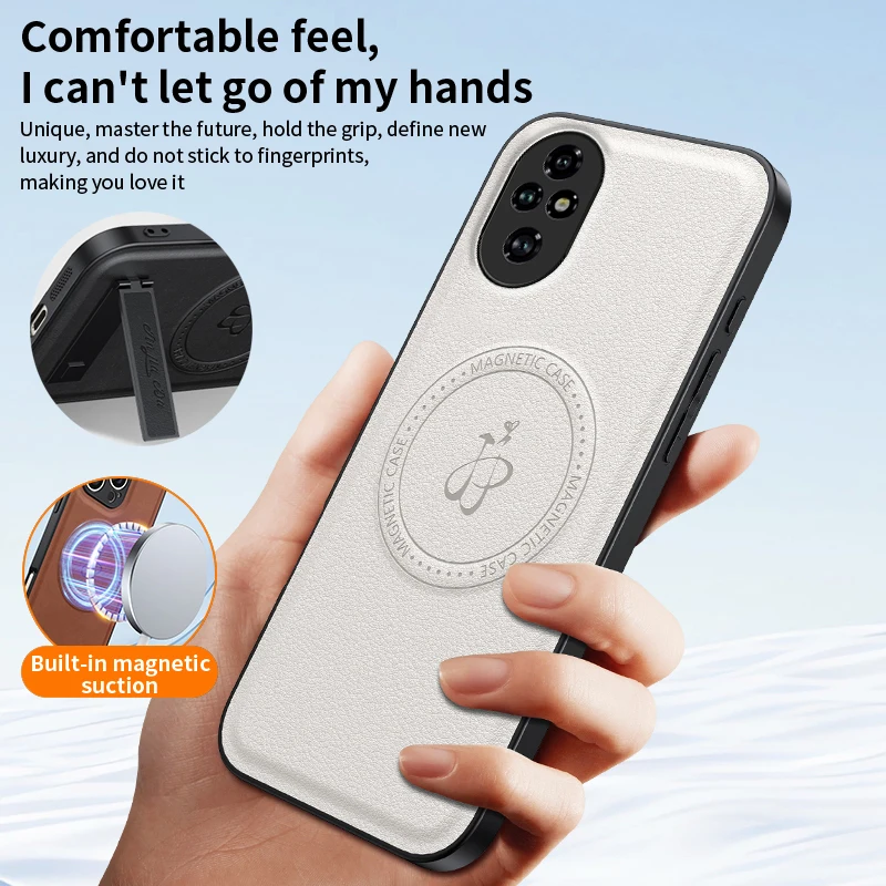 

Кожаный чехол для телефона с беспроводной зарядкой, магнитный чехол для Honor 200 Smart Pro 400 Lite, силиконовый мягкий защитный чехол, чехлы на заднюю панель