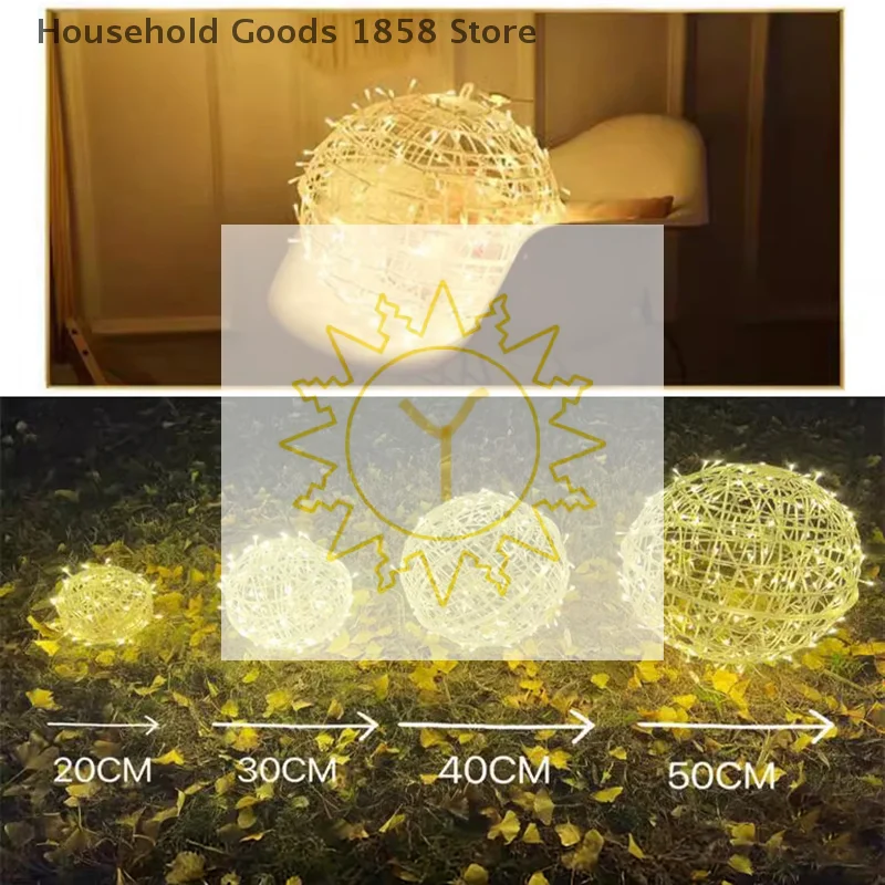 New Year 20CM Hanging Light LED Light Multiple Colors Rattan Ball Fairy Light String Waterproof Garden Holiday Gift