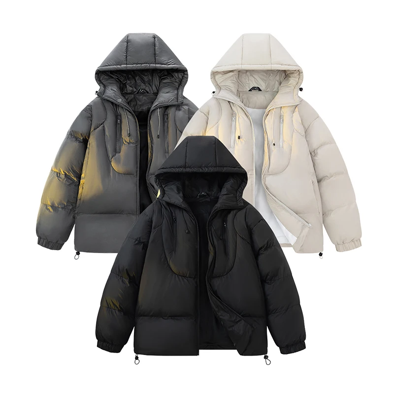 

Men's Solid Color Casual Parka Streetwear Harajuku Stand Collar Fashion Oversize Women's Winter Jacket Warm Couple Winter Coat