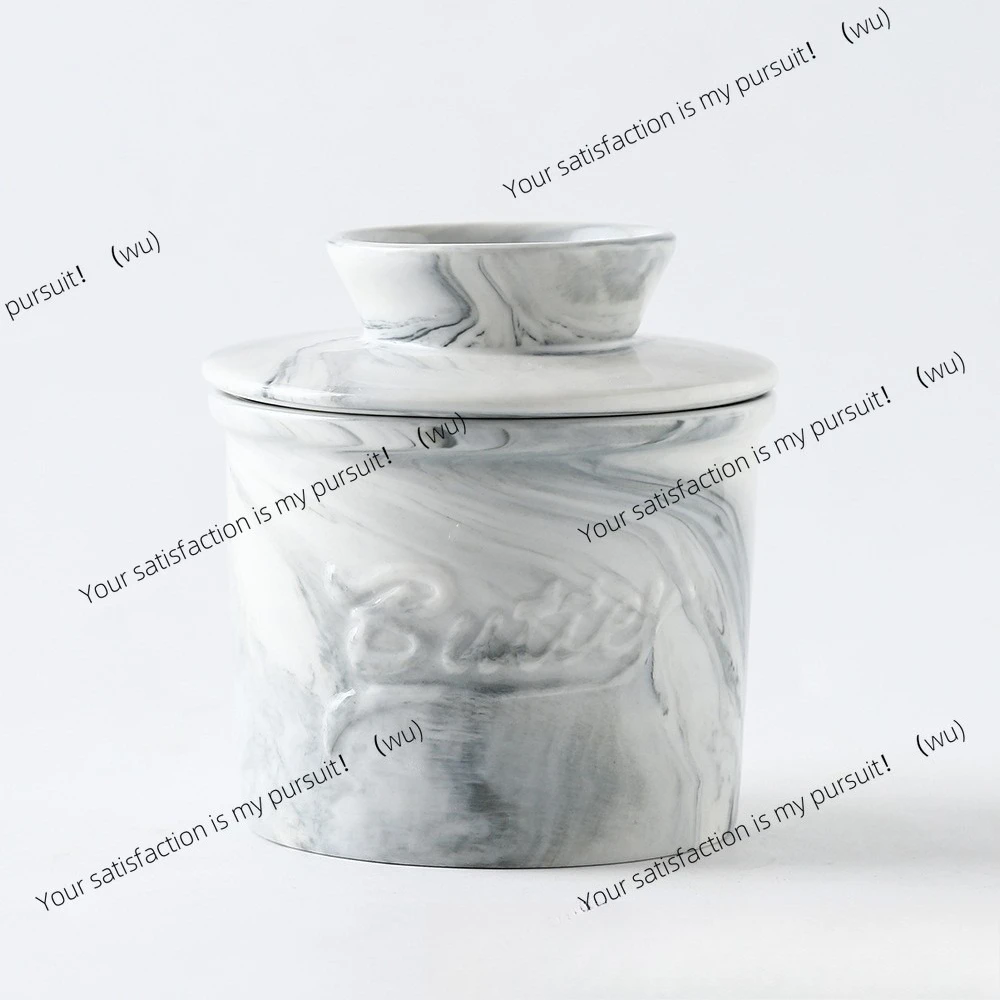 Ceramic butter tank embossed LOGO red butter storage tank cheese butter dish with lid set