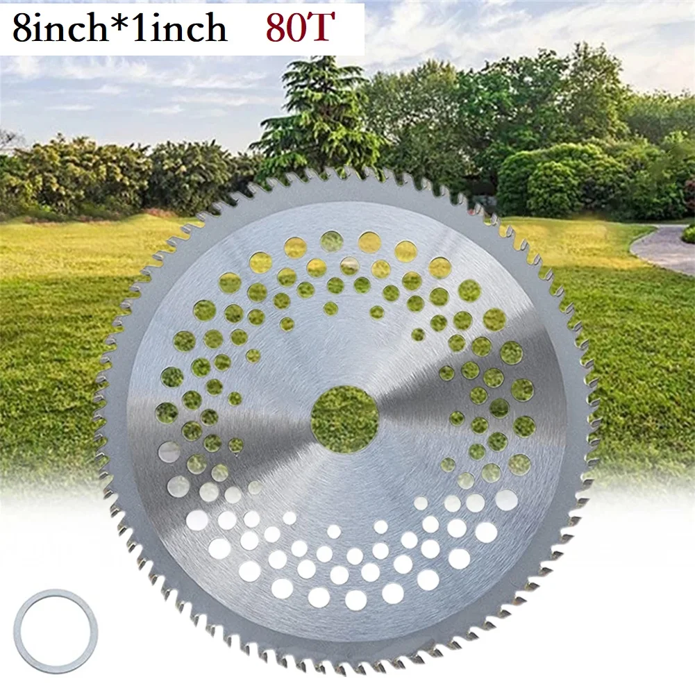 1pc 8Inch 80T Carbide Brush Cutter Saw Blade Lawn Mower Grass Trimmer Blade Garden Tool Replacement 200x25.4mm Cutting Disc