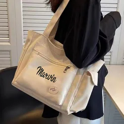 Student Commuting Large Capacity Handheld Bag Big Bag Women's Canvas Bag Personalized One Shoulder Tote Bag