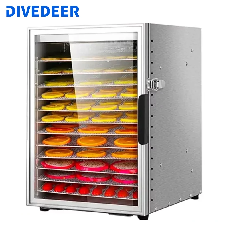 DIVEDEER Voedseldroger Thuis Fruit en Groente Mango Abrikoos Gedroogd vlees Huisdiersnacks Automatische commerciële luchtdroger 12-laags