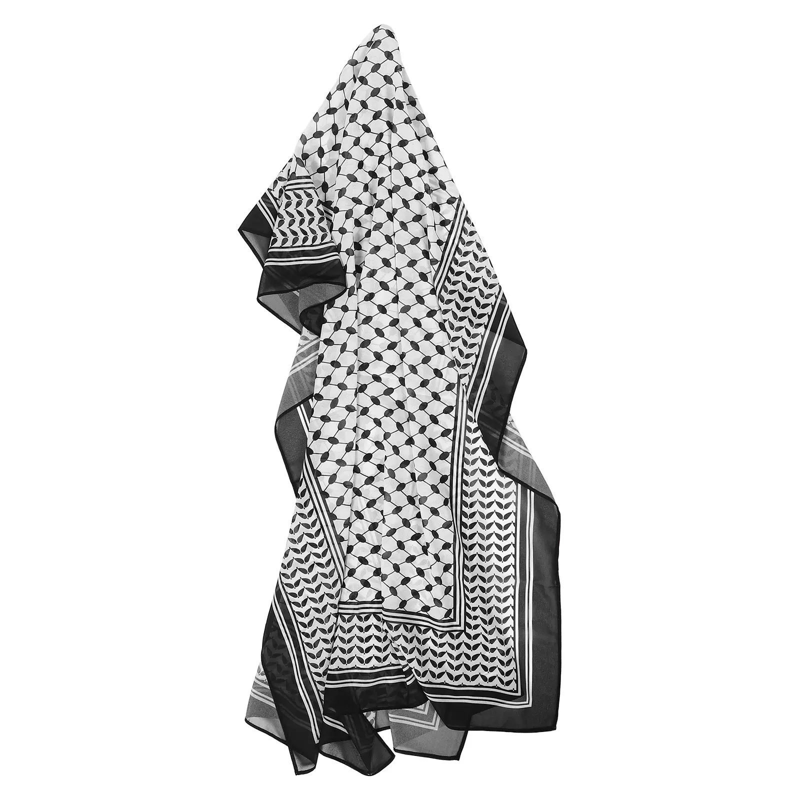 Écharpe en mousseline de soie imprimée, Design moyen-orient, châle enveloppant pour femmes et hommes, mode voyage, accessoire de fête de mariage