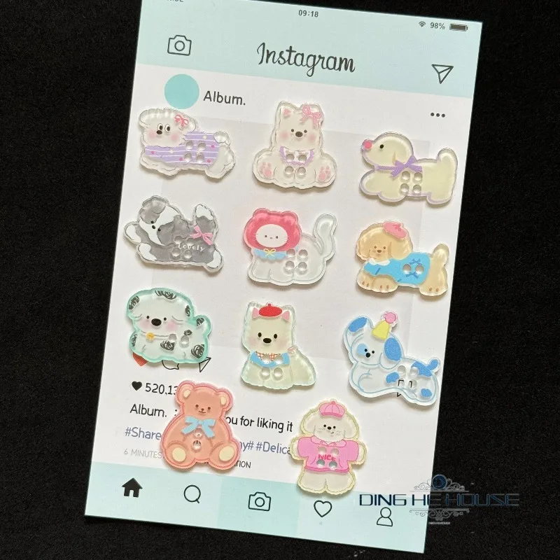 10/12pcs Cute Cartoon Animal Button Handmade DIY Decorative Accessories Two-holes Clothing Sewing Material Artwork