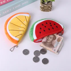 Women Kids Cute Watermelon Coin Purse Lovely Plush Zipper Coin Wallet Purse Key Bag Fruit Wallet Students Pen Pencil Case Bag