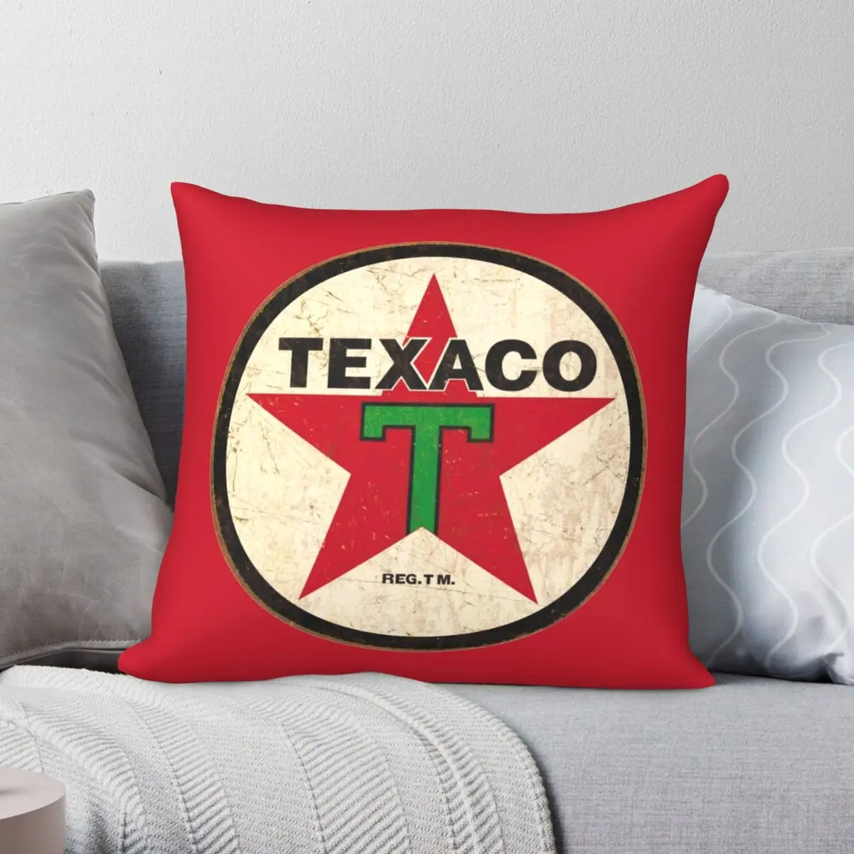 Texaco Vintage Sign Pillowcase Polyester Linen Velvet Pattern Zip Decorative Pillow Case Sofa Cushion Cover 18