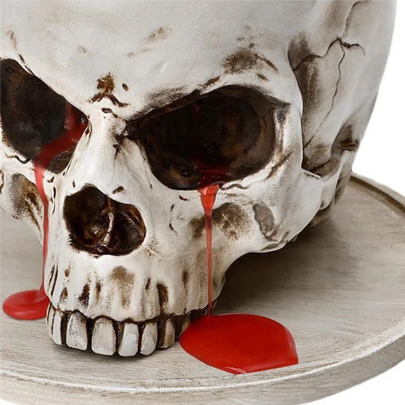 AD-Halloween Multifunctional Skull Container Human Skull Flower Pot Craft Storage Container Multifunctional Home Decoration