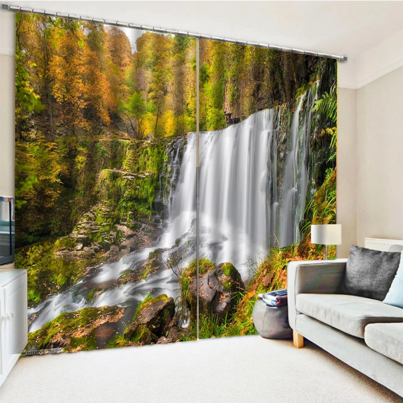 Photo waterfall curtains 3D Curtain Printing Blockout Polyester Photo Drapes Fabric For Room Blackout curtain