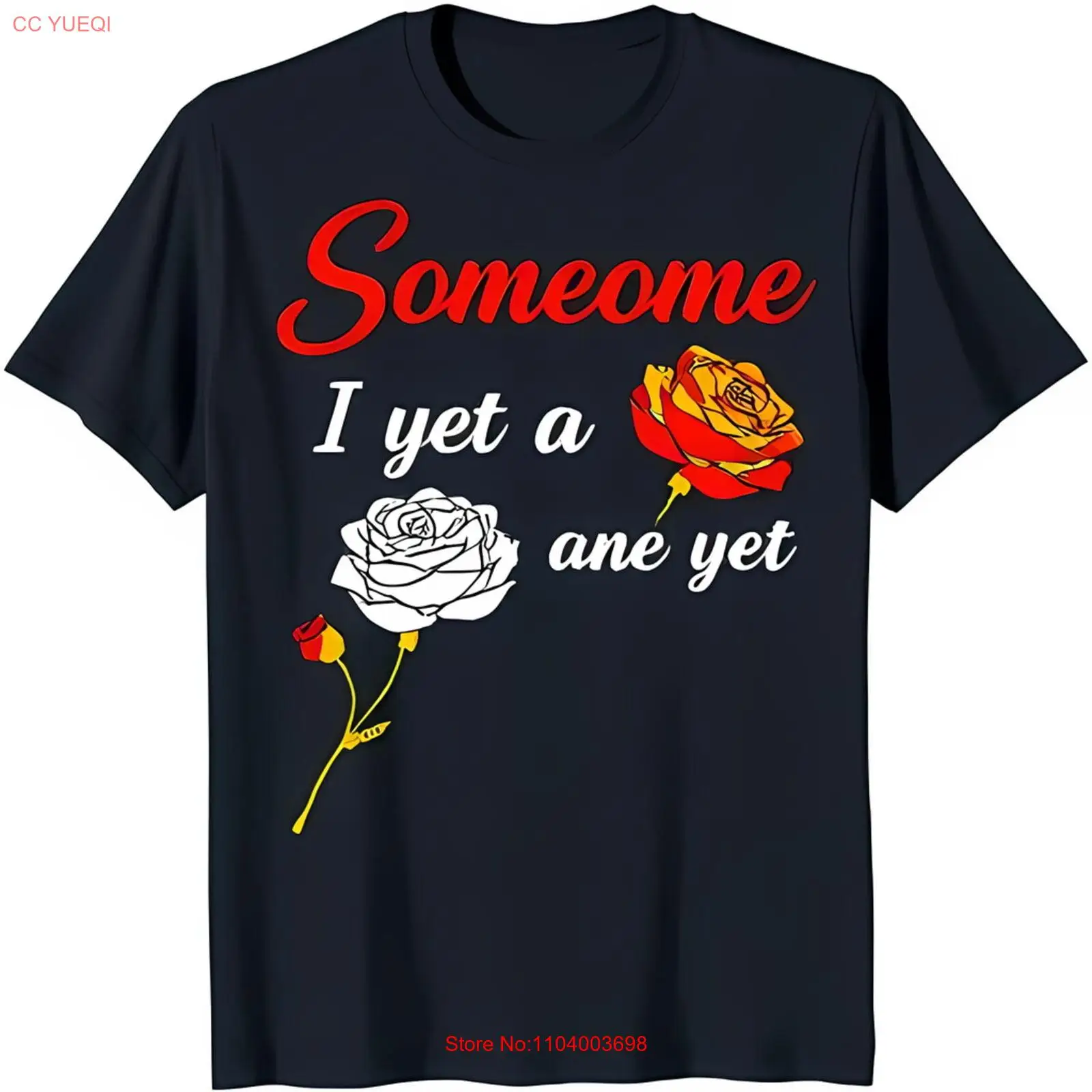 Stylish Black T-Shirt with Playful Rose Graphic and Humor Design