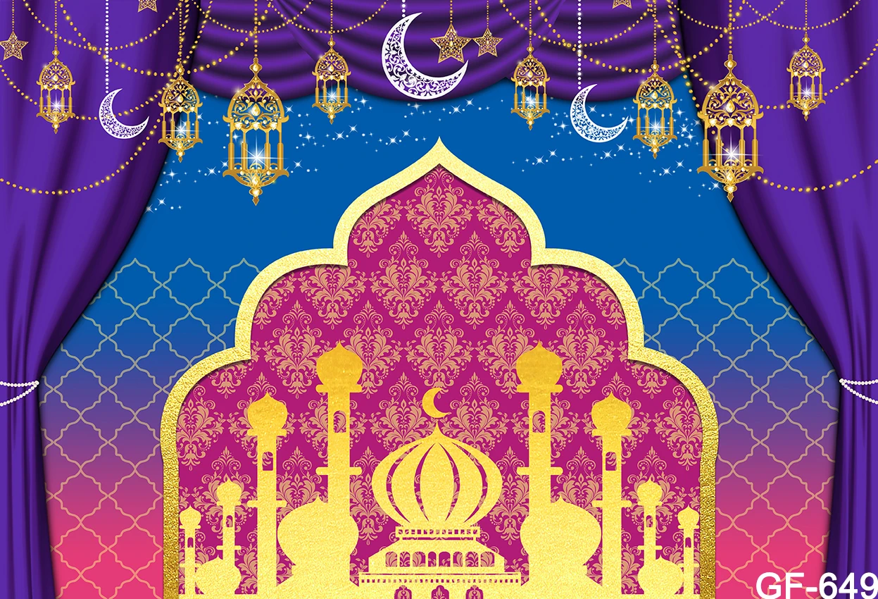 Arabian Nights Magic Genie Themed Backdrop Moroccan Birthday Party Decorations Banner Gold Glitter Indian Princess Baby Shower