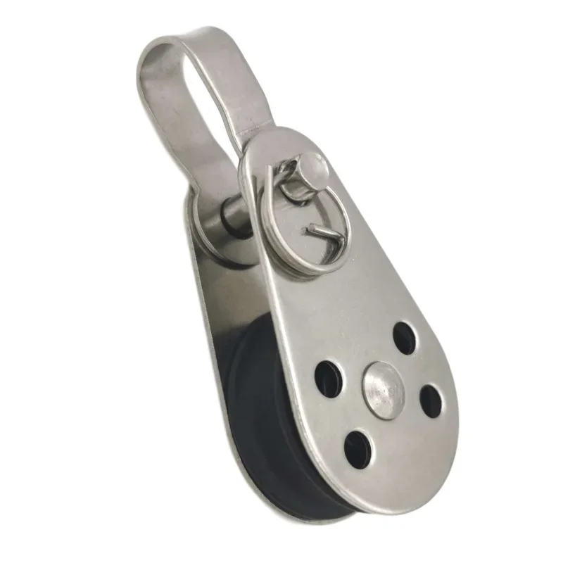 Polea de acero inoxidable de 25mm, rodamiento de carga de una sola rueda, polea de cuerda de elevación giratoria para bloques, corredor de cuerda, accesorios para barcos de Kayak