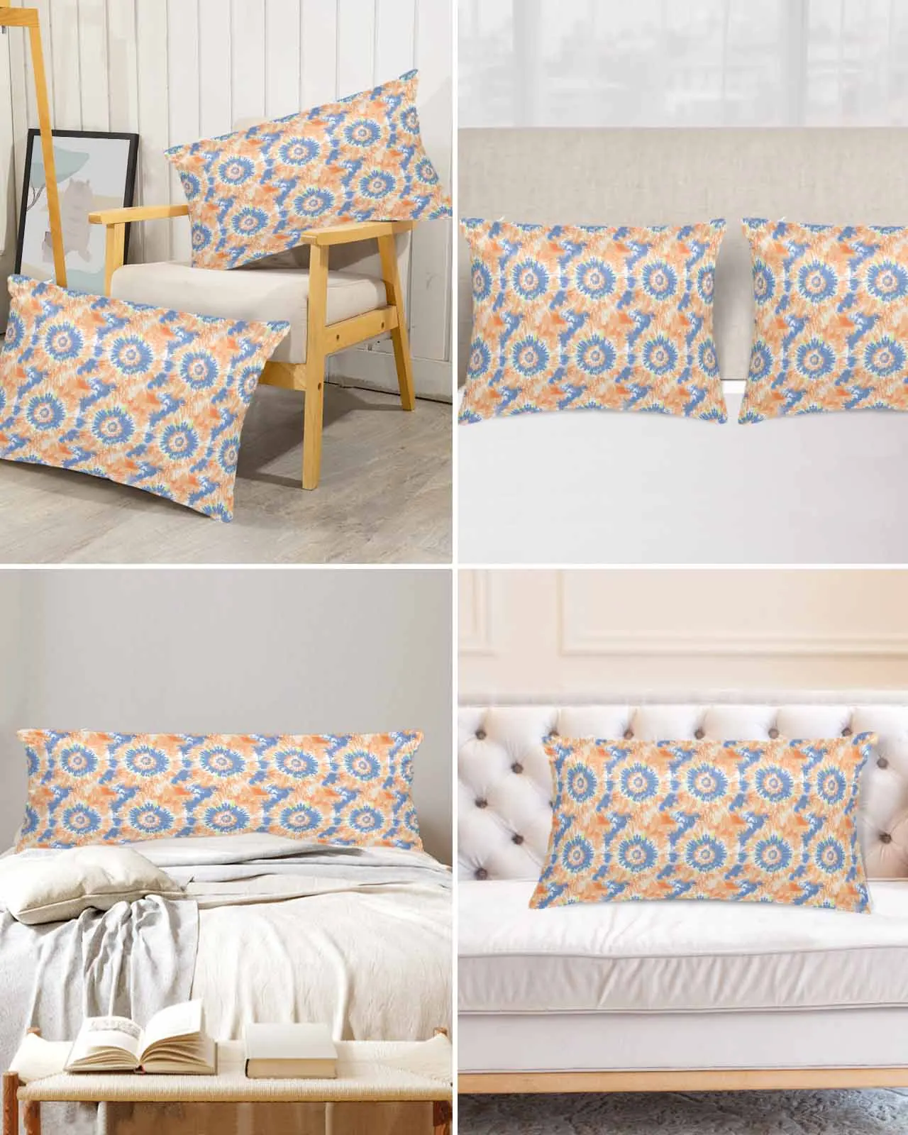 

Tie Dyeing Ethnic Style Abstract Art Watercolor Bed Satin Pillowcase Sofa Pillow Cover Case Bedroom Satin Cushion Covers Home