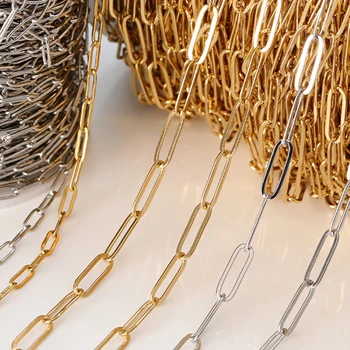 Nie blakną 2 metry łańcuszek ze stali nierdzewnej złote łańcuszki do naszyjnika bransoletka Choker komponenty do wyrobu biżuterii DIY wysoka jakość!