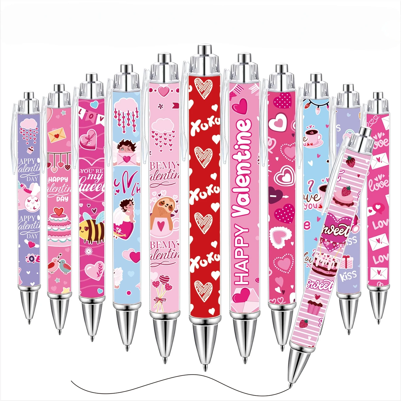 

Набор шариковых ручек ко Дню святого Валентина (1/6/12 шт.) – подарок для любимых, выдвижные, с черными чернилами, для плавного письма, A3247
