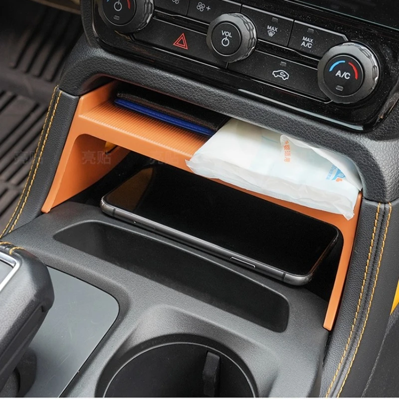 For Ford Ranger 2023-2025 Car Storage Box Central Control Wireless Charging Storage Compartment Car Modification Accessories