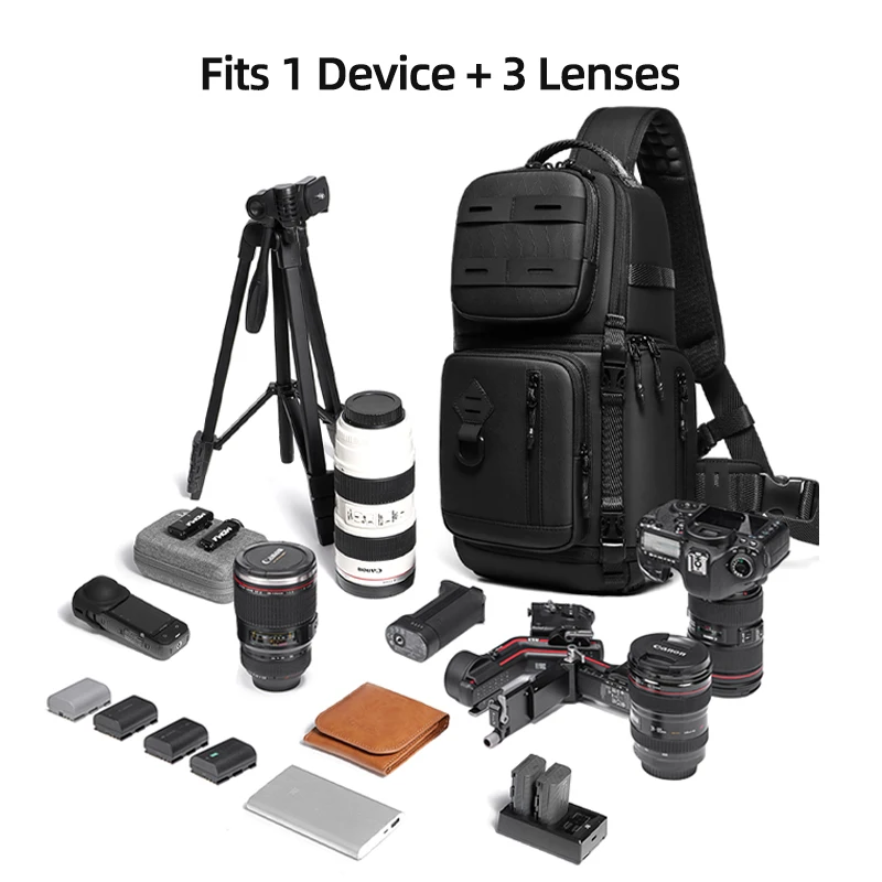 حقيبة كروس للرجال بكاميرا SLR لحقيبة الكتف وحقائب المشي لمسافات طويلة والسفر في الهواء الطلق وحقيبة الصدر الرياضية يمكن تجهيزها بحامل ثلاثي القوائم