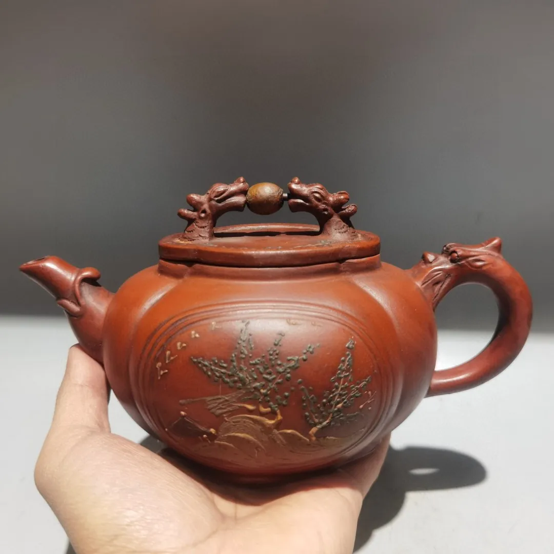 Yixing Teapot Purple Clay Pot Pine and cypress pattern Erlong Shougai Dragon Mouth Pot Teapot Kettle Tasting tea ceremony