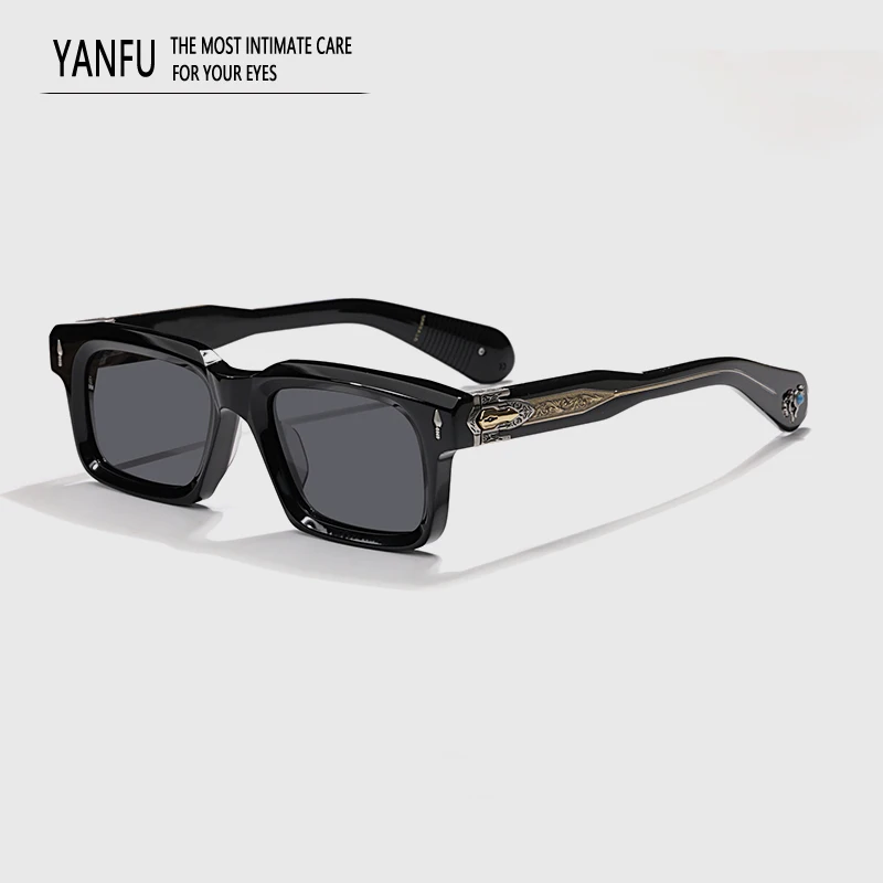 

luxury Designer Sunglasses man brand High Quality Tortoise Square Fashion Outdoor Vintage Men UV400 Handmade Eyeglasses male