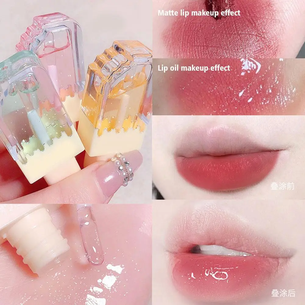 Lovely Popsicle Lipgloss Colorless Glitter Lipgloss Glass Moisturizing Crystal Glaze Lipstick Jelly Lip Oil Makeup Lipgloss Y2L5