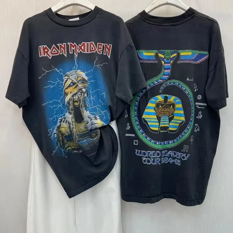 

Iron Rock Brand Summer Tshirt Heavy Metal Band T-shirt Metal Top Oversize Megadeth Summer for Men and Women Short Sleeve