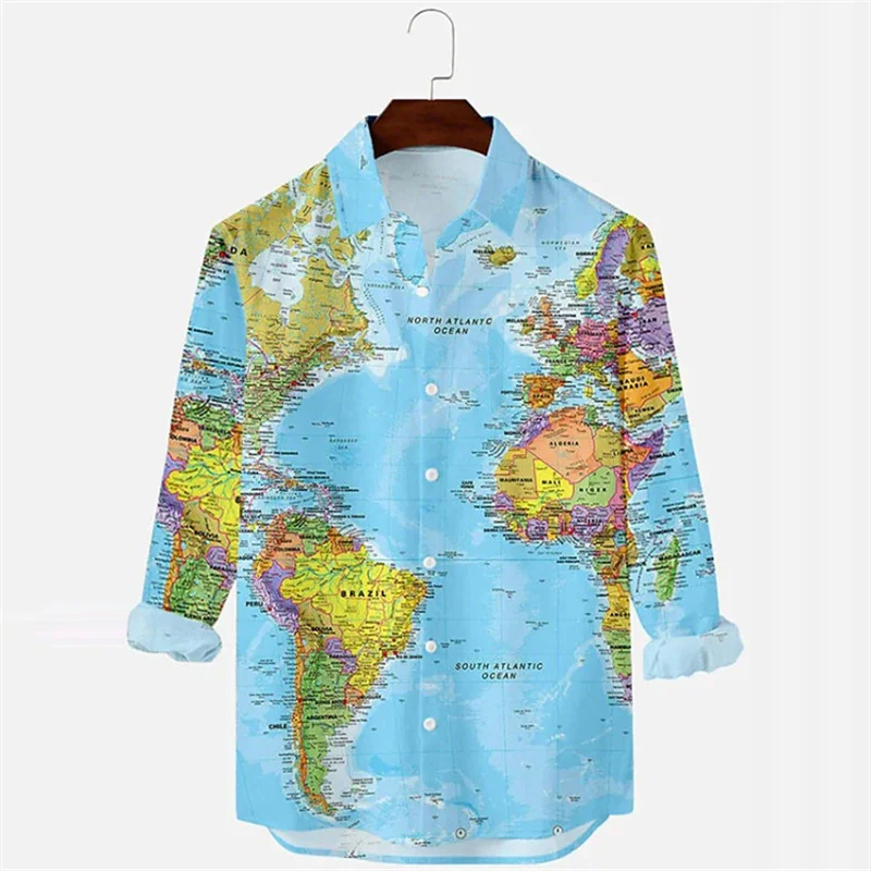 Men\'s shirt pattern shirt 3D printed shirt outdoor street long sleeved V-neck clothing fashion designer casual and comfortable